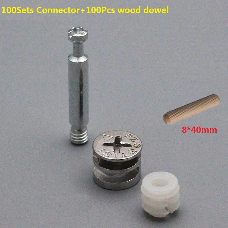 100sets/lot Premintehdw Metal Cam Connector Knock Down K/D Cam Fitting Dowel Embed Nut wood
