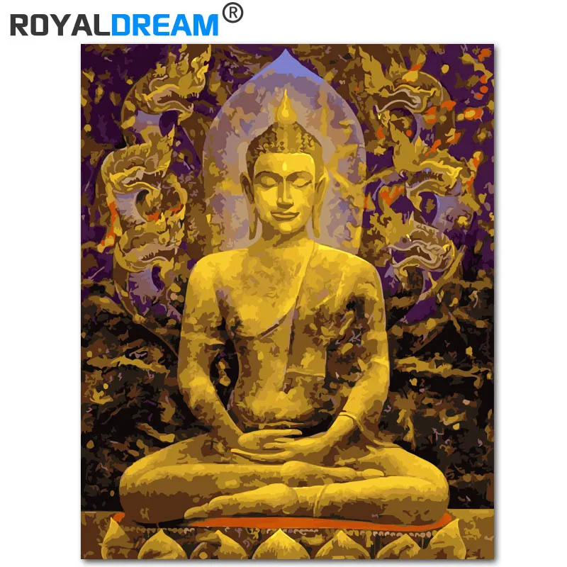 

ROYALDREAM Buddha statue IY Digital Oil Painting By Numbers Europe Abstract Canvas Painting For Living Room Wall Art