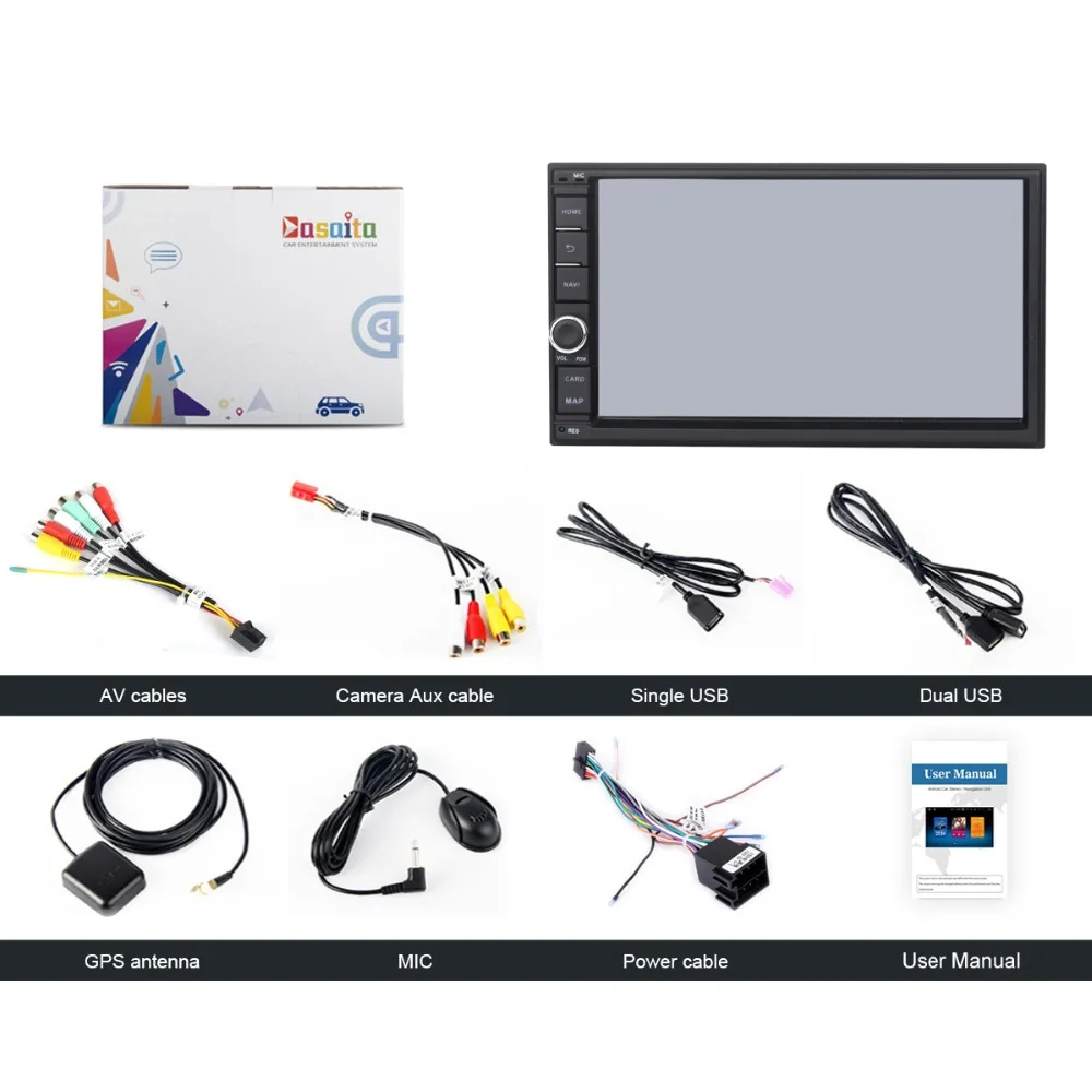 Sale Dasaita 2 DIN Android 9.0 Auto Radio Octa Core 7 Inch Universal Car NO DVD Player GPS Stereo Audio Head Unit Support DAB DVR OBD 27
