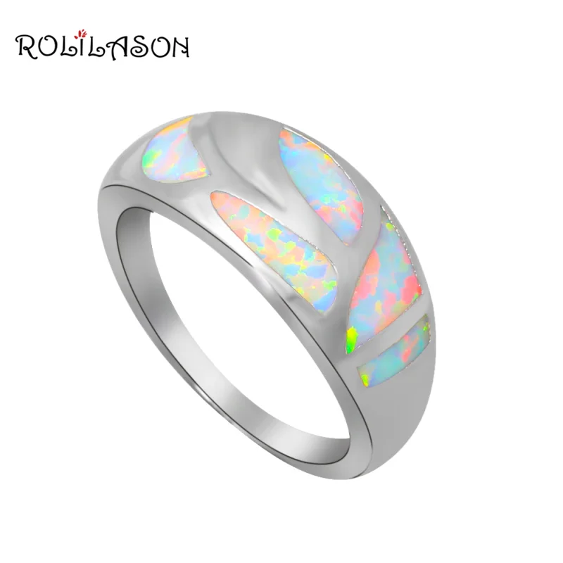 

Brand Design Birthday Gifts New Arrival White Fire Opal Silver Stamped Wholesale Fashion Jewelry Rings USA size #6#7#8#9 OR774