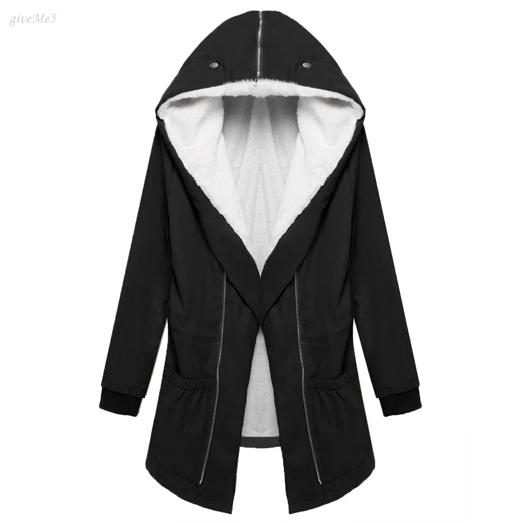 Stylish Women Oversize Long Coat Jacket Autumn Hooded Long Coat Keep Warm Thick Outerwearcoat