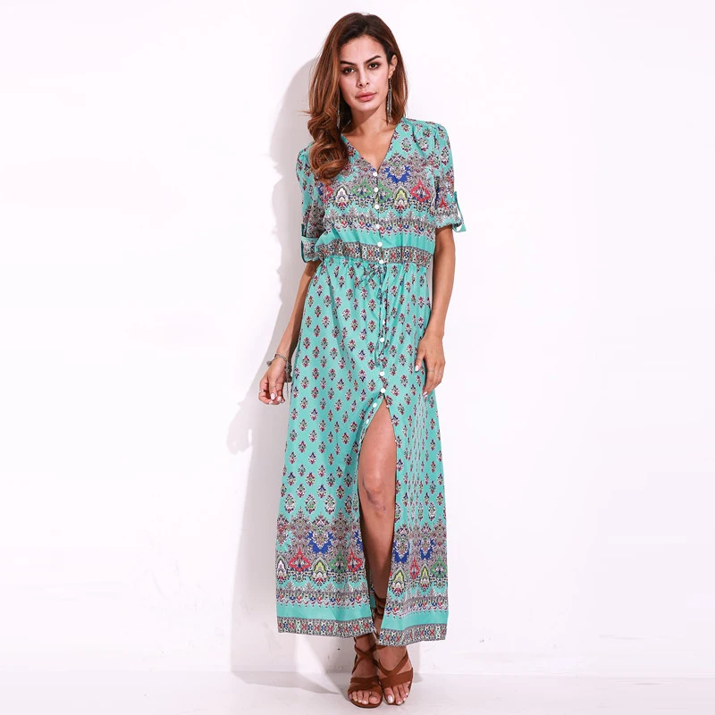 Long summer dresses with half sleeves