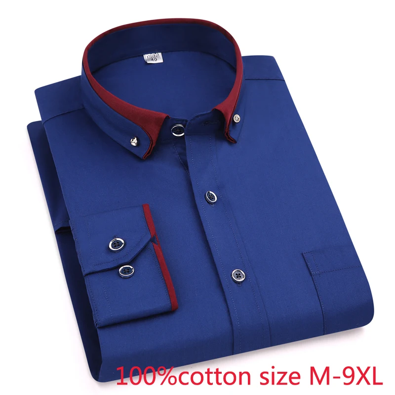 

2019 new arrival Spring autumn men formal Extra Large Pure Cotton long sleeve Shirts high quality plus size M- 6XL 7XL 8XL 9XL