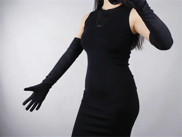 Женские перчатки длиной 60 см, замшевые кожаные перчатки, имитация локтя, натуральная кожа, китайские красные вечерние женские перчатки TB88