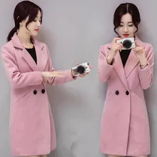 Blusa De Frio Casacos зимнее пальто женская верхняя одежда корейская Зимняя шерстяная отворот пункт цвет рукав свободный пальто все-матч YY139