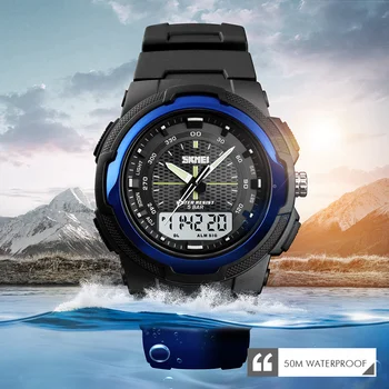 

SKMEI Brand Quartz Watch Men Dual Display Sport Watches LED Digital Electronic Wrist Watches New Military Clock Men montre homme