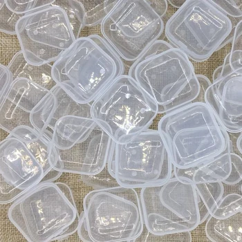 

10Pcs / Set Useful Mini Storage Box 35*35*18mm Transparent Plastic Decorative Small Boxes Jewelry Office Sundries Organization