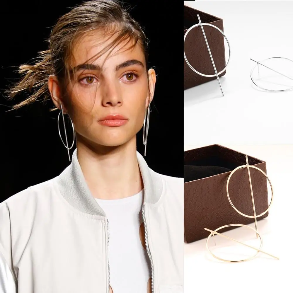 

EK2171 New Fashion Exaggerated Big Drop Earrings for Women Circle Round Alloy Huggie Earrings Club Party Jewelry New Year Gift