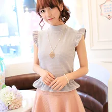 Princess sweet lolita Tees uncle flower cross striped T-shirt fungus uncle fine lace butterfly knot bottoming shirt UF109