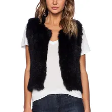 Свободные жилеты из искусственного меха страуса женские черные короткие женские пальто без рукавов куртки верхняя одежда жилет высокое качество