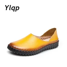 Ylqp/ г.; обувь на плоской подошве из натуральной кожи; женские кожаные лоферы ручной работы; Мягкие Мокасины на плоской подошве; Повседневная обувь; женская обувь на плоской подошве