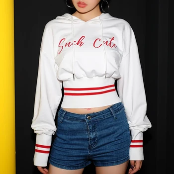 

Iamhotty Long Sleeve Casual Woman Hoodies Spring Autumn Street Wear Stretchy Hoody Ladies High Trendy Comfy Female Sweatshirt