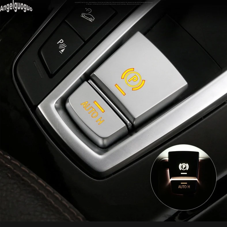 For BMW 5 6 7 Series GT F10 F07 X3 F25 X4 X5 F15 X6 F16 Car Central Handbrake Auto H Button Cover Protect Sticker Chrome styling
