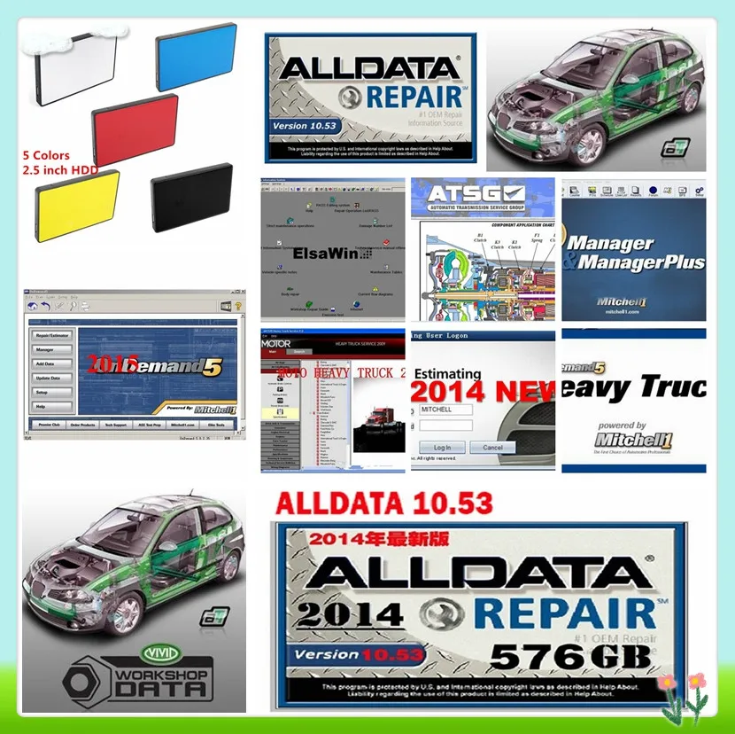 2019 ALLDATA Disco Duro Software de reparación automática todos los datos v10.53 + mitchell on dema