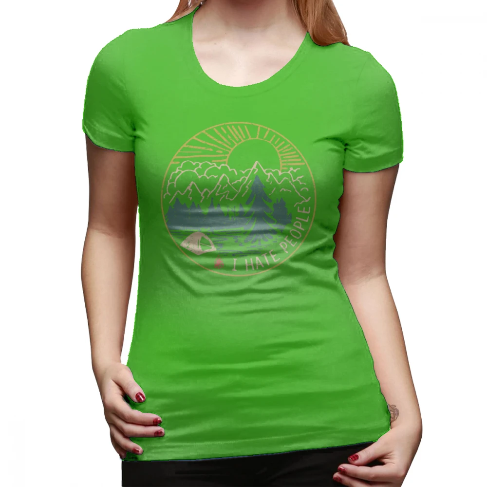 Футболка с надписью «Hate», «I Hate люди», походная футболка, хлопок оранжевый, женская футболка, забавная женская футболка с круглым вырезом, большие размеры - Цвет: Зеленый