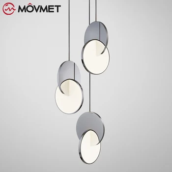 

Simple design Cross shape LED Pendant Light Modern Bar Restaurant high glossy stainless steel Pendant Lamp