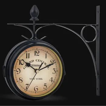 

European-style Classic Wall Clock Double Sided Vintage Retro Home Office Decor