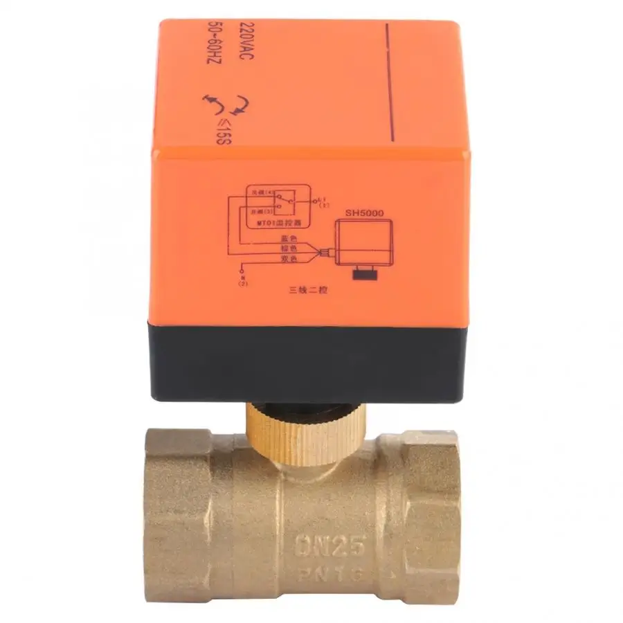 DN25 трубчатый клапан электрический духовой 3-жильный 2-ходовой моторизованный шаровой кран из латуни AC 220 V ручной промывочный клапан