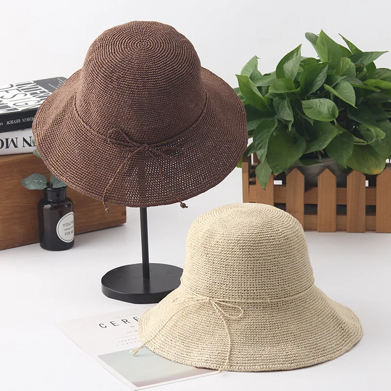 5 шт./01803-shi39100 ручной работы твердый большой пляжный навес соломенная Кепка с покрывалом женский солнцезащитный крем для женщин шляпы для рыбалки оптом