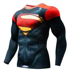 2018 фитнес ММА Мужская компрессионная футболка аниме для бодибилдинга с длинным рукавом Crossfit 3D Супермен Каратель футболка Топы Спортивные
