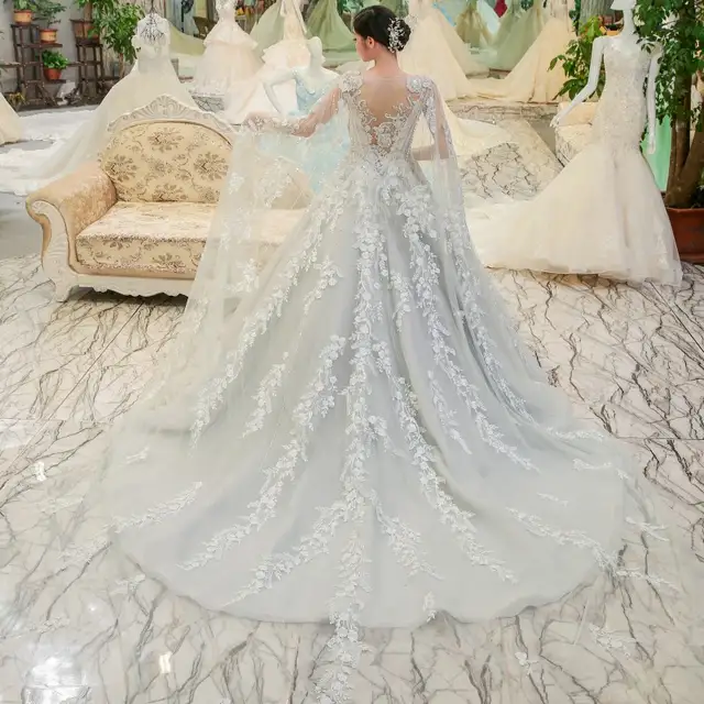 Online Shop Luxury 2018 Light Gray Wedding Dresses Delicate Floral