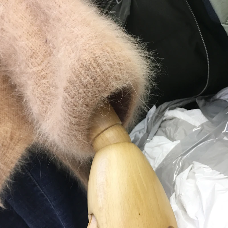 Плюшевый уплотненный норковый женский кашемировый свитер, комплект из длинного пальто с v-образным воротником, JN364