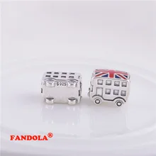 Подходит для Pandora талисманы браслеты двухэтажный автобус бусины 925 пробы серебряные ювелирные изделия