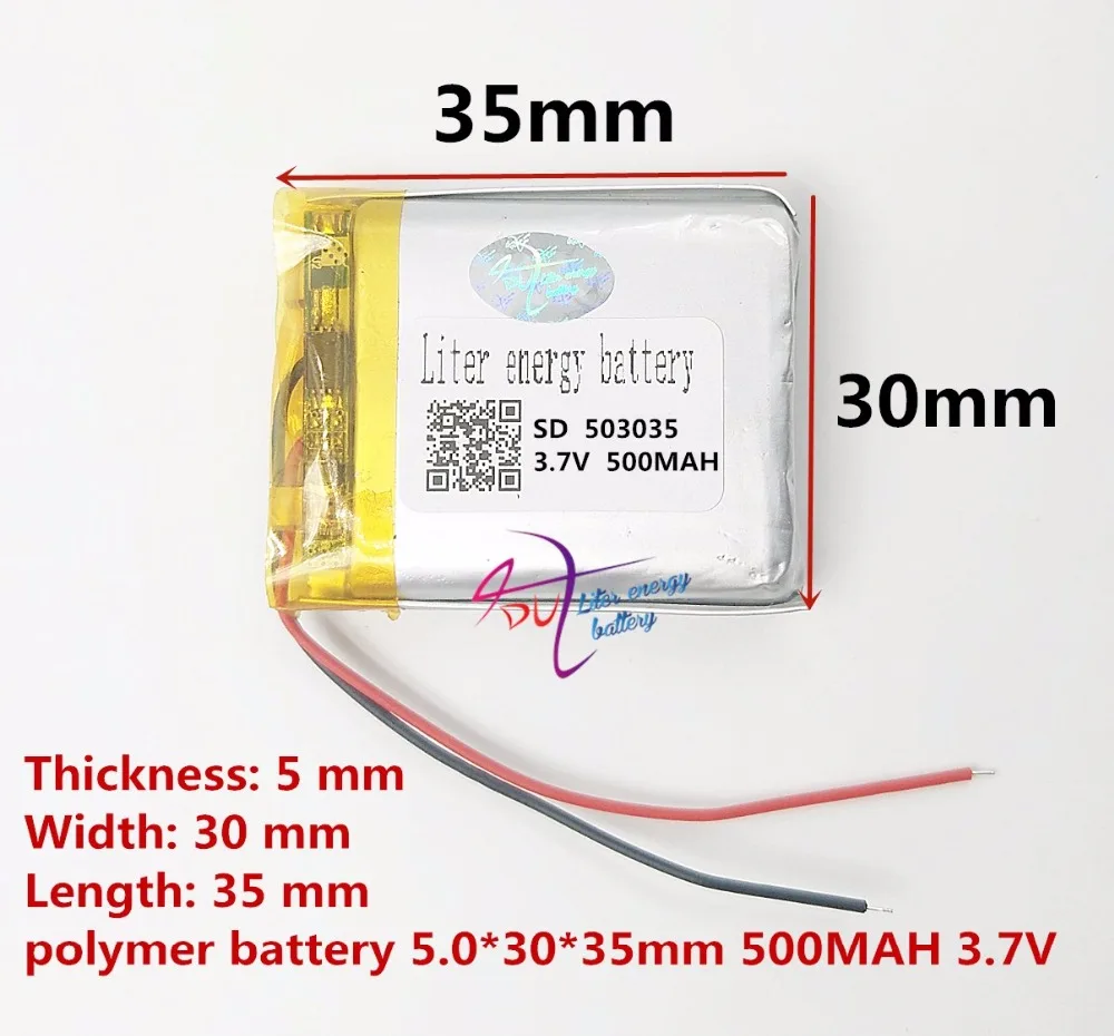 

(free shipping) 3.7V Battery 053035 500mah lithium-ion polymer battery quality goods of CE FCC ROHS certification authority