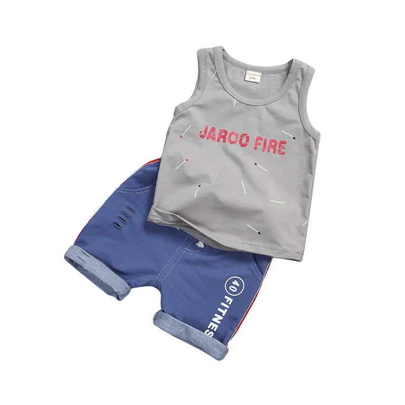 

Summer baby girl boy clothes 100% cotton 2018 new active casual sleeveles baby clothes Vest+pant kid suit 0-4 year clothing set