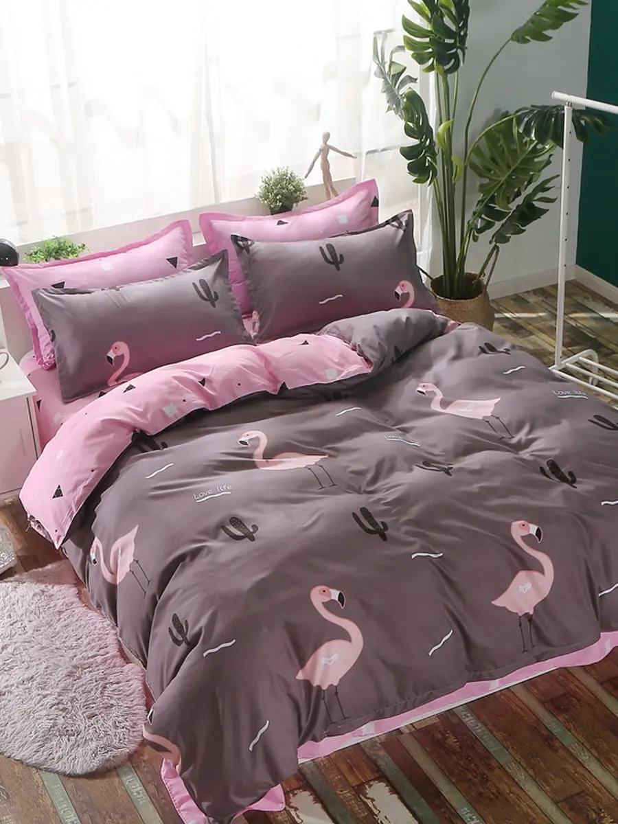

3/4Pcs Bedding Set Adorable Pattern High Quality Soft Cozy Bed Sheet Set