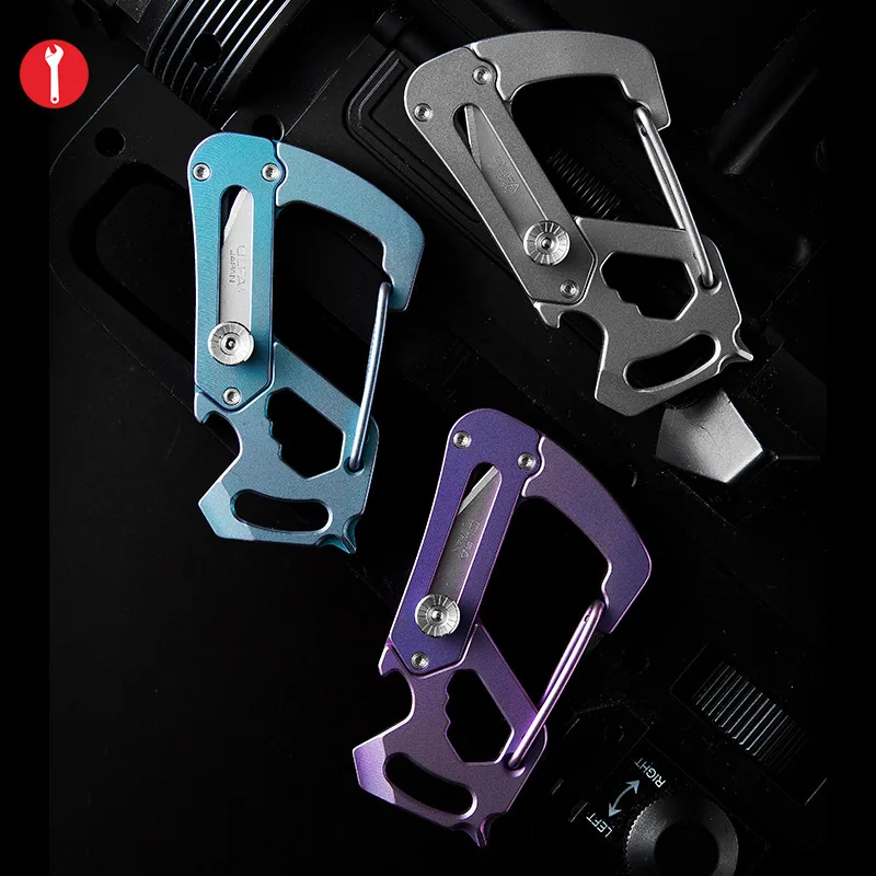 

A73 Titanium alloy push-pull open box knife Unpacking tool Opener Screwdriver Wrench EDC multi-function hanging buckle Key stora