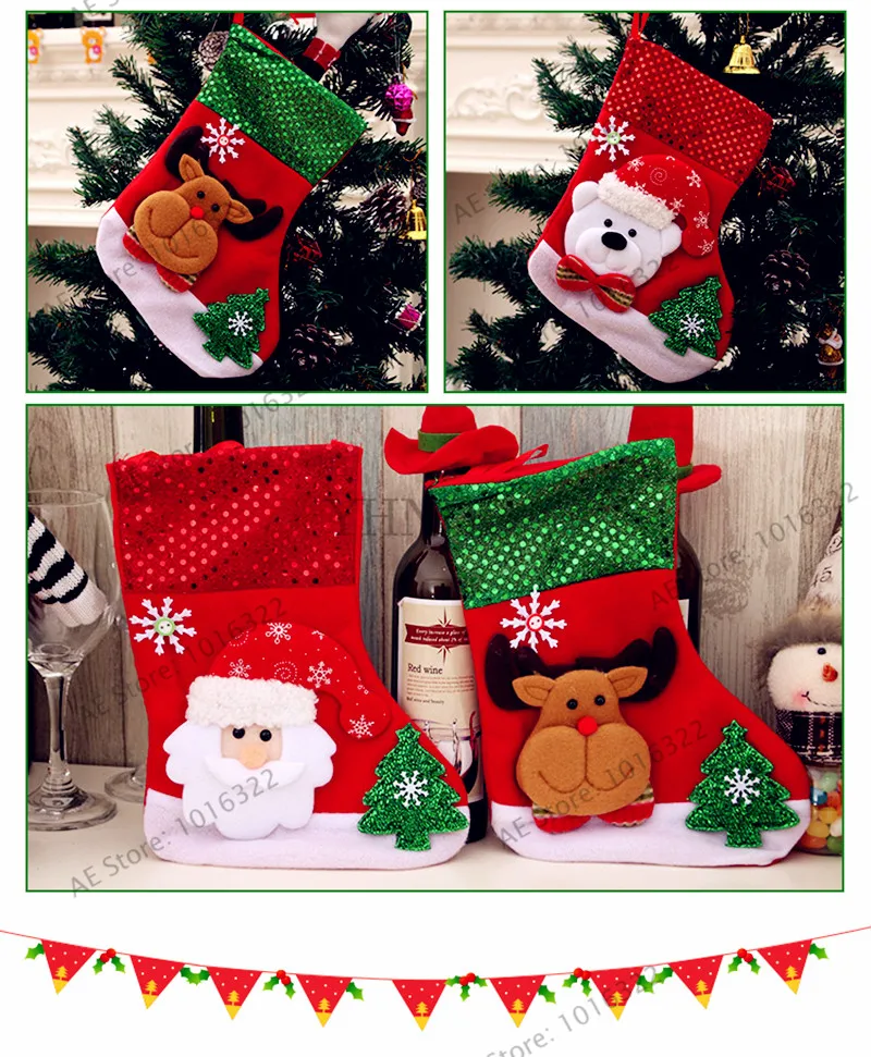 1 шт./пакет, рождественские чулки, носки Санта-Клауса, Подарочная сумка для детей, рождественские украшения, конфетная сумка, украшения для рождественской елки