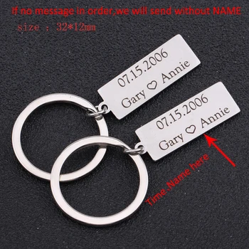 

Stainless Steel Keychain Can Personalized Custom Date And Name For Valentine's Day Couple Custom Trendy Gift Lovers Holder