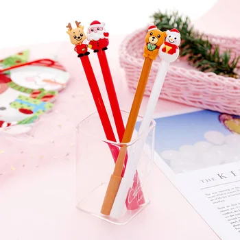 

New 2Pcs/Lot Cartoon Christmas Bear Deer Snowman Novelty New Creative Pen Gel Pen Office School Gift Stationery Pen