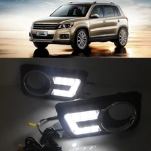 Автомобильный мигающий 1 пара для Volkswagen VW Tiguan 2010 2011 2012 светодиодный DRL дневные ходовые огни Дневной светильник противотуманный светильник