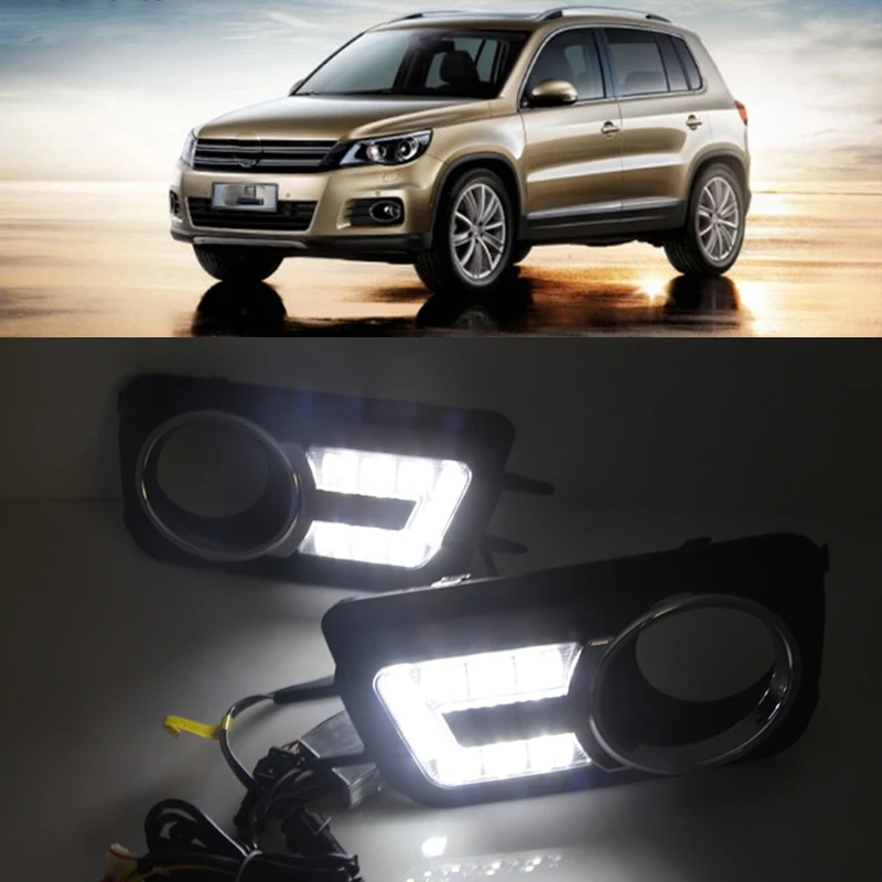 1 пара Автомобильные светодиодные дневные ходовые огни для Volkswagen VW Tiguan 2010 2011 2012 |