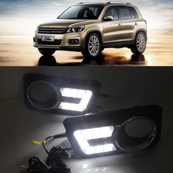 

Car Flashing 1Pair For Volkswagen VW Tiguan 2010 2011 2012 LED DRL Daytime Running Lights Daylight Fog light