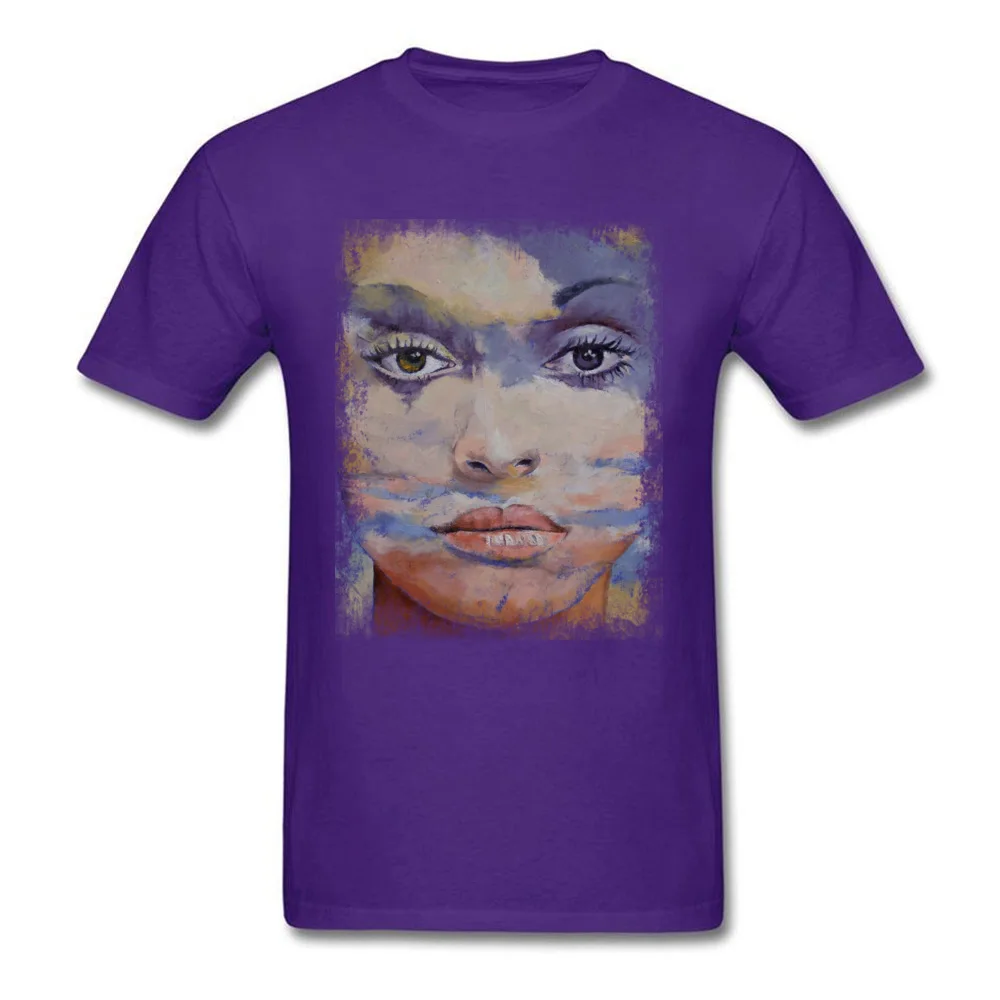 MONA LISA T-shirts for Men Leisure Summer T Shirt Short Sleeve Slim Fit Street Tee-Shirts Round Collar 100% Cotton Fabric MONA LISA purple