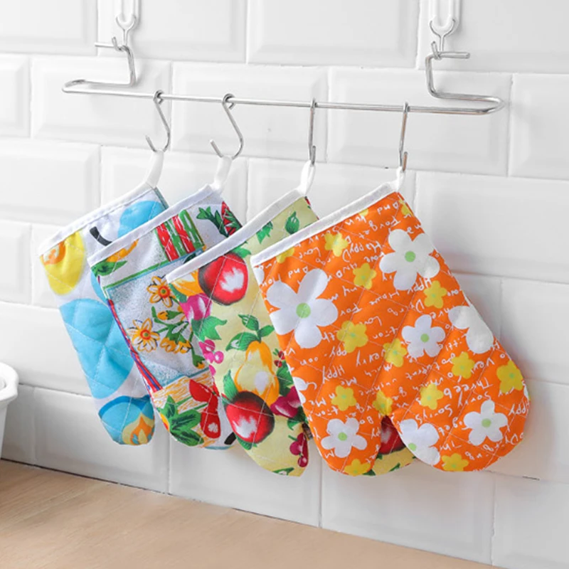 

1PC Insulated Terylene Microwave Glove Non-slip Microwave Oven Glove 100% Cotton Oven Mitts and Potholder Mat for BBQ or Kitchen