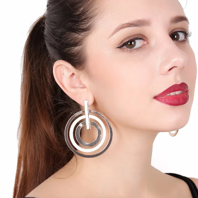 Concentric Circles Large Hoop Earrings For Women Circle Concentric Circles Large Hoop Earrings For Women Circle Boucles D Oreilles Loop