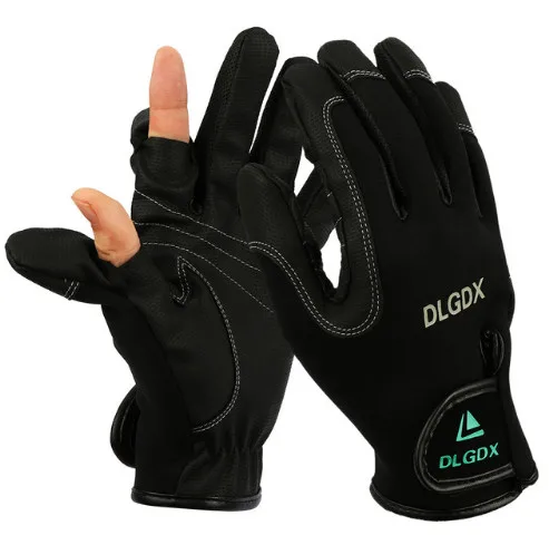 Дизайн Для мужчин Спорт на открытом воздухе осень-зима рыболовные перчатки Для женщин фотографии Surfcasting Охота перчатка De Pesca - Цвет: Черный