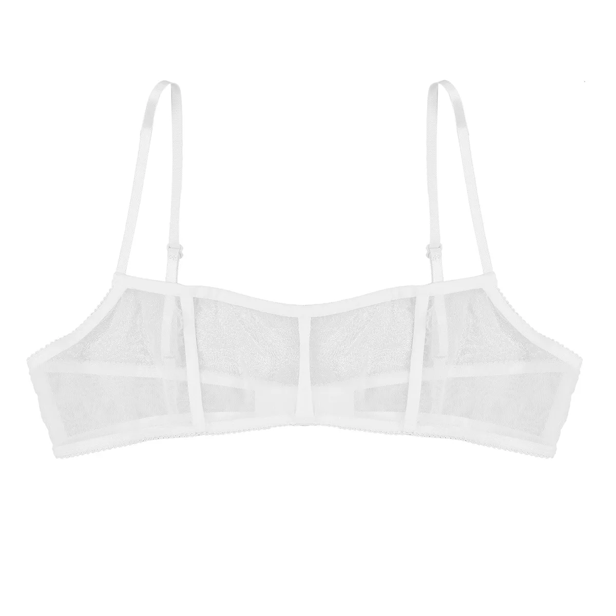 Womens Lingerie Sexy Camisoles See Through Wetlook Mesh Hollow Out Wire-free No Pad Top Seamless Bralette Femme Sleepwear