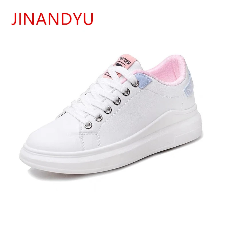 

Womens Flat Casual White Shoes Woman Sneakers Chunky Trainers Spring New Casual Comfortable Thick-soled Girl Sneakers Shoes 2019