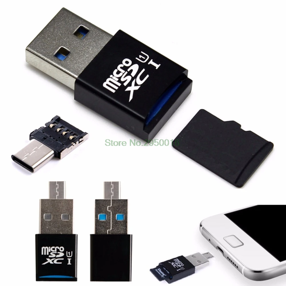 2 в 1 Тип C USB 3,0 Micro SD TF Card Reader адаптер для Macbook S8 Note8 G6 Android телефон ПК ноутбук планшет черный C26