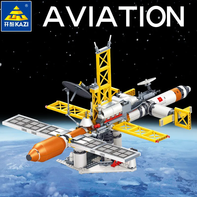 

Aviation Technic Building Blocks Sets Outer Spaceship Satellite Spacecraft Model Brinquedos Avion DIY Bricks Toys For Children