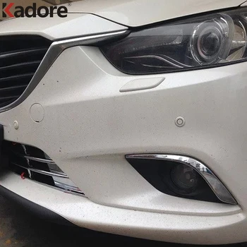 

For Mazda 6 Atenza 2013-2016 ABS Chrome Front Foglight Up Eyebrow Strips Trim Head Fog Light Lamp Eyelids Bezel Car Accessories