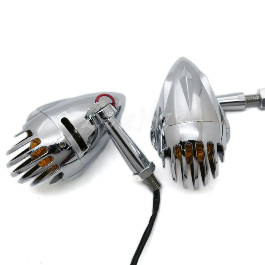 

New Universal Chrome Motorcycle ABS Bullet Turn Signal Indicator Lamp Light For Harley Chopper Custom