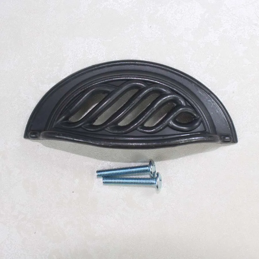 vintage distress black cap shell furniture pulls 2.5 ...