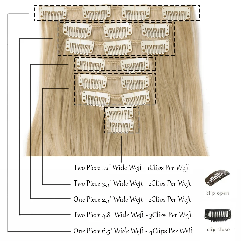 S-noilite 2" 26" 8 шт./компл. 18 клипов в искусственных волосах Стайлинг синтетический клип в наращивание волос длинные прямые поддельные шиньоны
