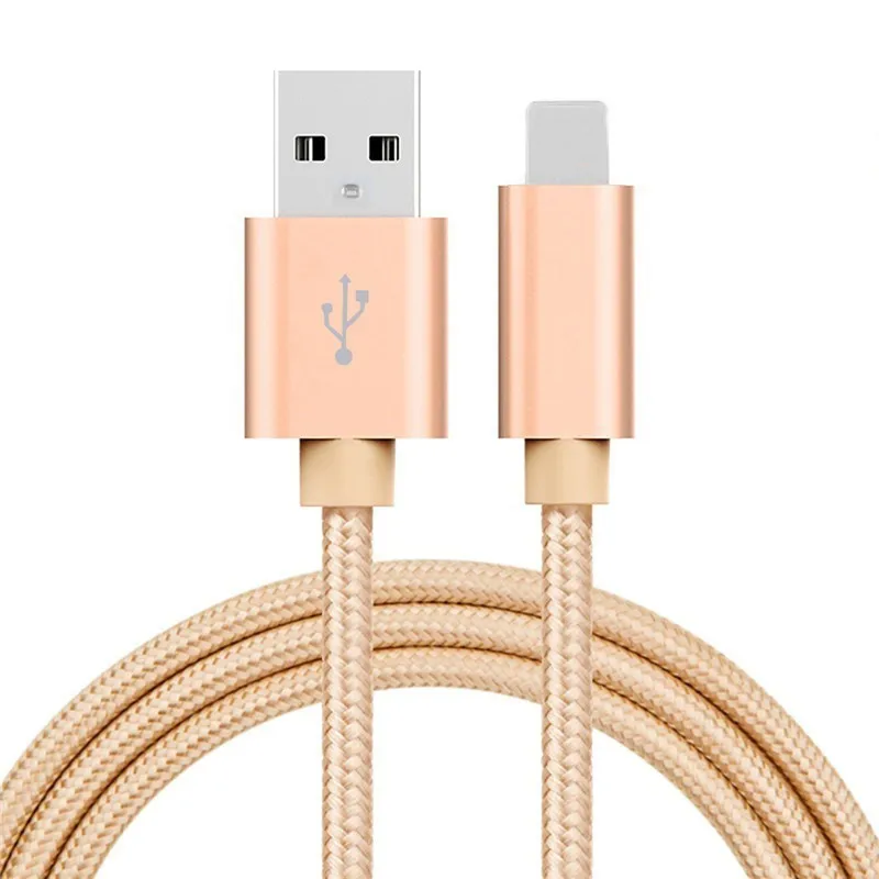Gold 5V 2.4A 8pin для передачи данных в нейлоновой Зарядное устройство зарядный кабель для Apple iPhone 5/6s/7 Plus/8/X/ipad mini/XR/XS MAX/XS кабель совместим с iOS 10,3 11,1 12,2 - Тип штекера: Gold
